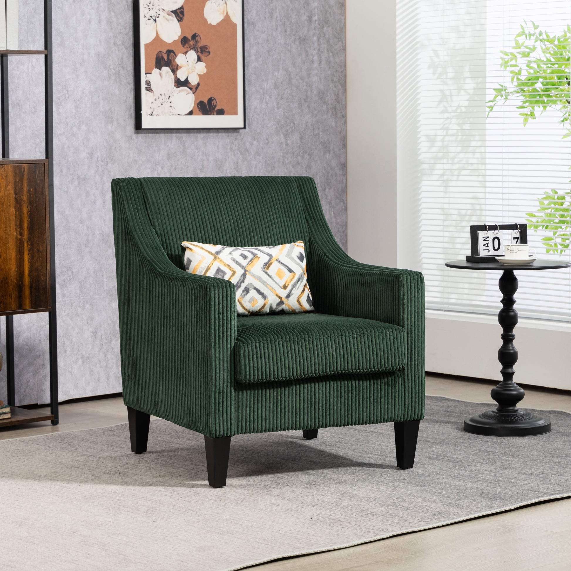 Coolmore Modern Accent Chair,Upholstered Armchair With Scooped Arms For Bedroom,Apartment,Studio,Office,Waiting Room Emerald Corduroy Emerald Foam Corduroy