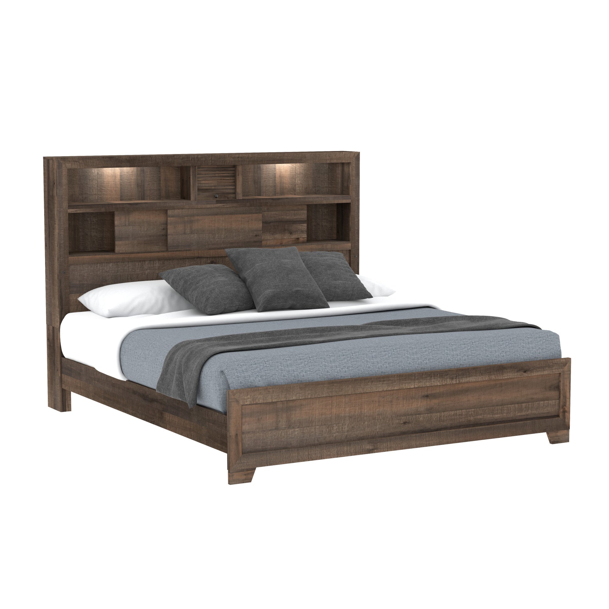 Plinz Brown Bookcase King Bed King Brown Engineered Wood
