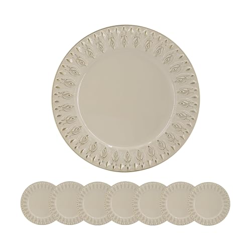 8 Pack Plastic Charger Plate, D14" Cream Polypropylene