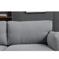Oversized Modern Style Button Tufted Linen Upholstered 3 Seat Sofa With Usb Charger, Three Seat Sofa Couch, Living Room Sofa For Home Or Office, Gray Gray Fabric 3 Seat