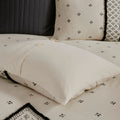 3 Piece Cotton And Flax Linen Blend Comforter Set Natural Full Queen Queen White Black Cotton