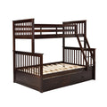 Twin Over Full Bunk Bed With Storage Drawers, Wooden Bunk Bed With Ladder And Safety Guard Rails Espresso Full Espresso Wood