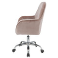 Peach And Chrome Swivel Office Chair Solid Pink Silver Foam Rectangular Office Chairs Solid Back Swivel Velvet
