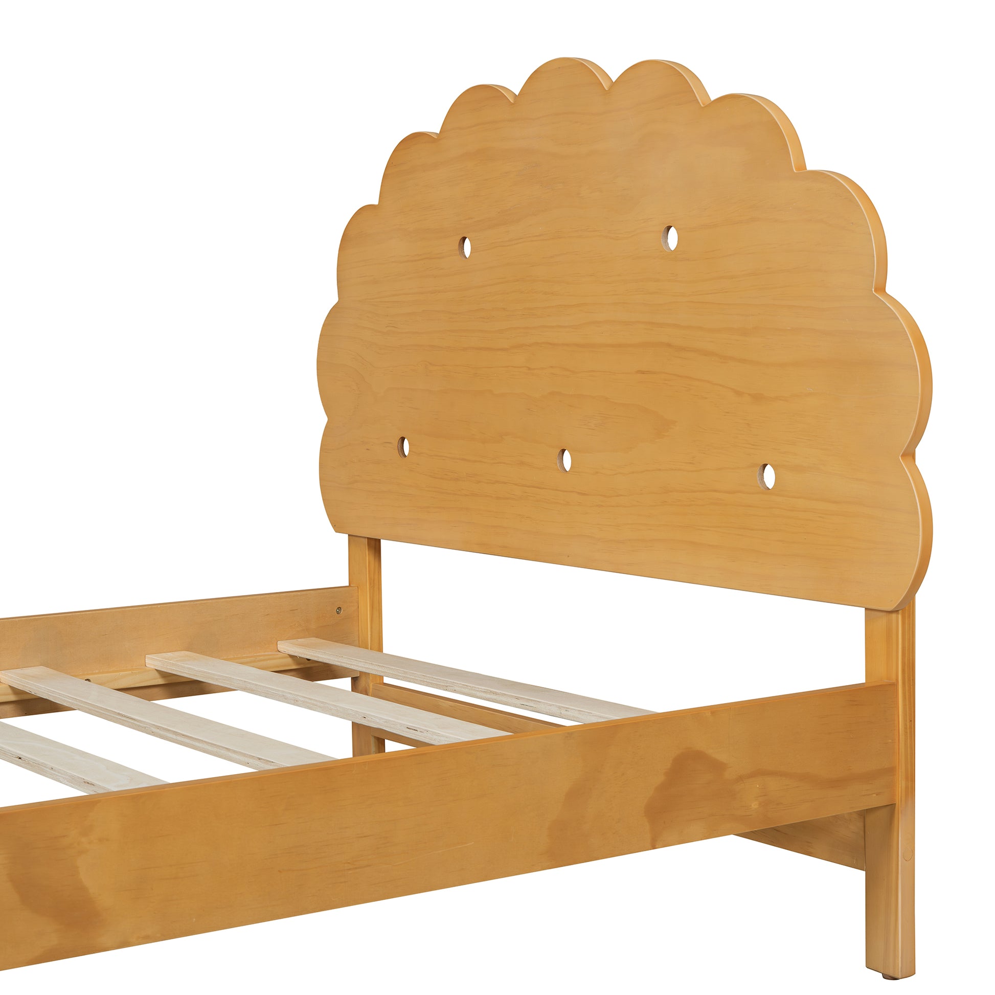 Kids Cookie Shaped Bed Frame For Boys & Girls,Twin Size Platform Bed, Walnut Box Spring Not Required Twin Walnut Wood Bedroom Contemporary,Cute,Modern Bed Frame Wood