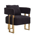 Ts Teddy Velvet Upholstered Metal Foot Sofa Black Gold Teddy 1 Seat
