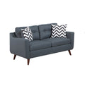 Modern Cozy Sofa Loveseat W Pillows 2Pc Sofa Set Blue Gray Polyfiber Couch Tufted Cushions Living Room Blue Gray Primary Living Space Firm Tufted Back Contemporary,Modern Pine Square Arms Linen Blend,Pine,Plywood 5 Seat