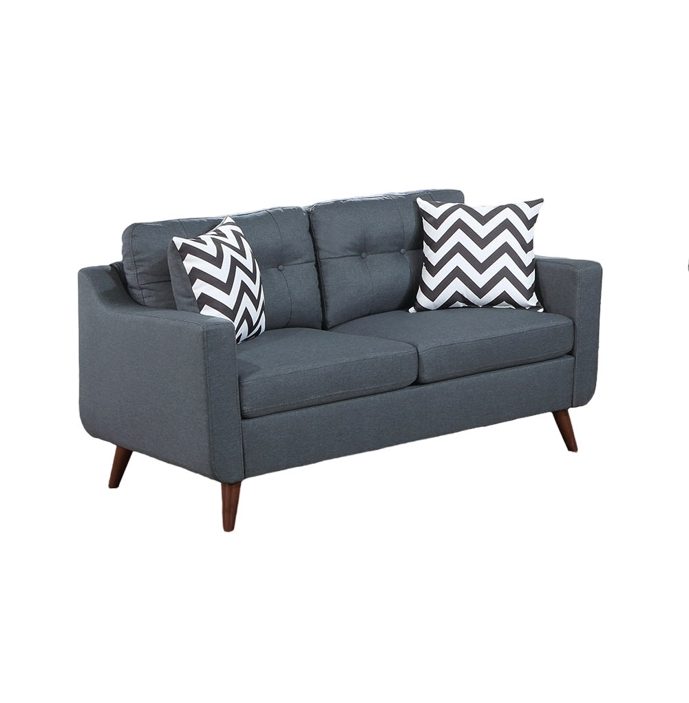 Modern Cozy Sofa Loveseat W Pillows 2Pc Sofa Set Blue Gray Polyfiber Couch Tufted Cushions Living Room Blue Gray Primary Living Space Firm Tufted Back Contemporary,Modern Pine Square Arms Linen Blend,Pine,Plywood 5 Seat