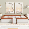 Queen Size Upholstered Daybed Frame With Fence And Stairs, Brown White Queen Brown White Mdf Lvl