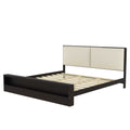 King Size Platform Bed Frame With Upholstery Headboard And Bookshelf In Footboard And Led Light Strips, Espresso King Espresso Solid Wood Mdf