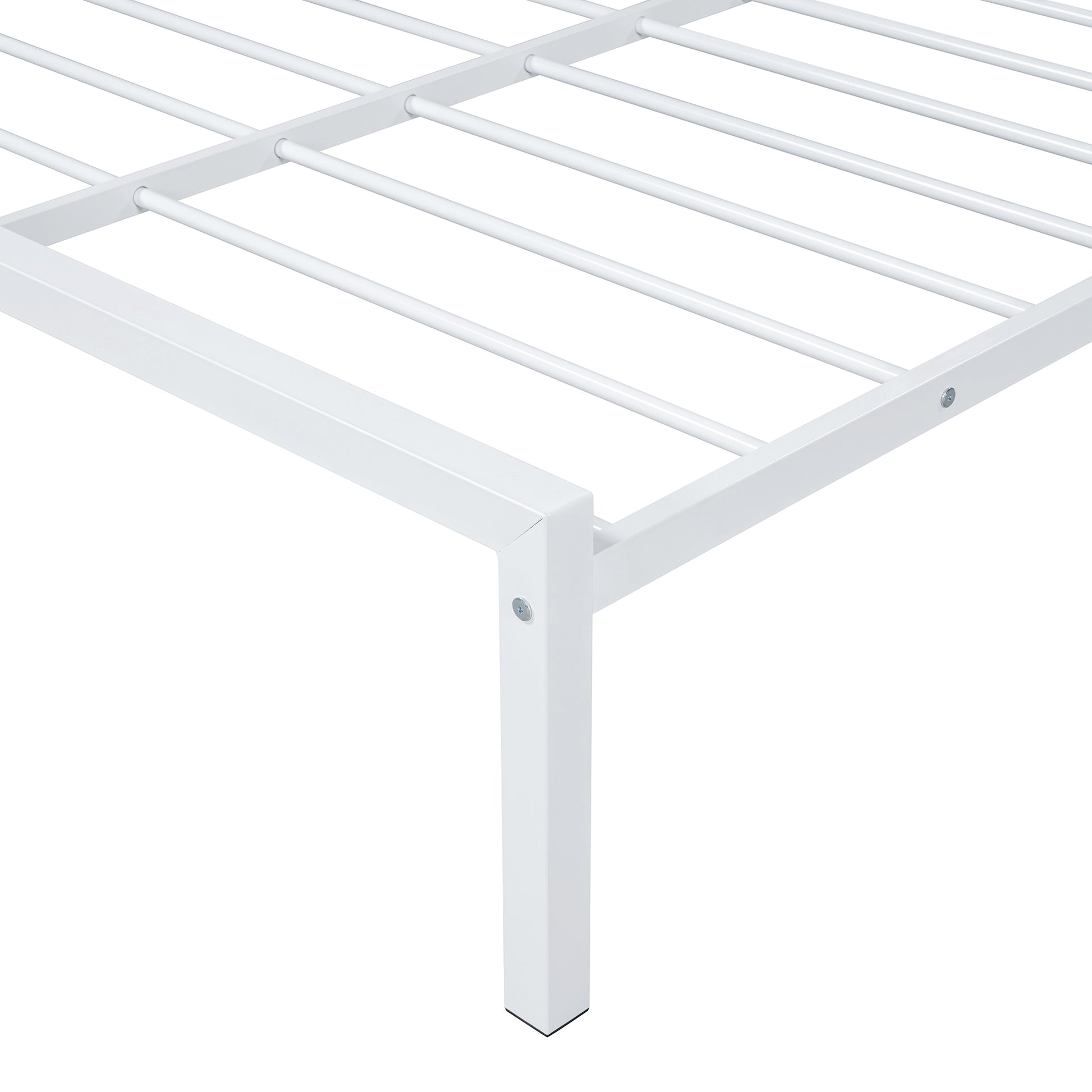 Twin Size Metal Platform Bed With Two Drawers,House Shaped Headboard Design, White Twin White Metal