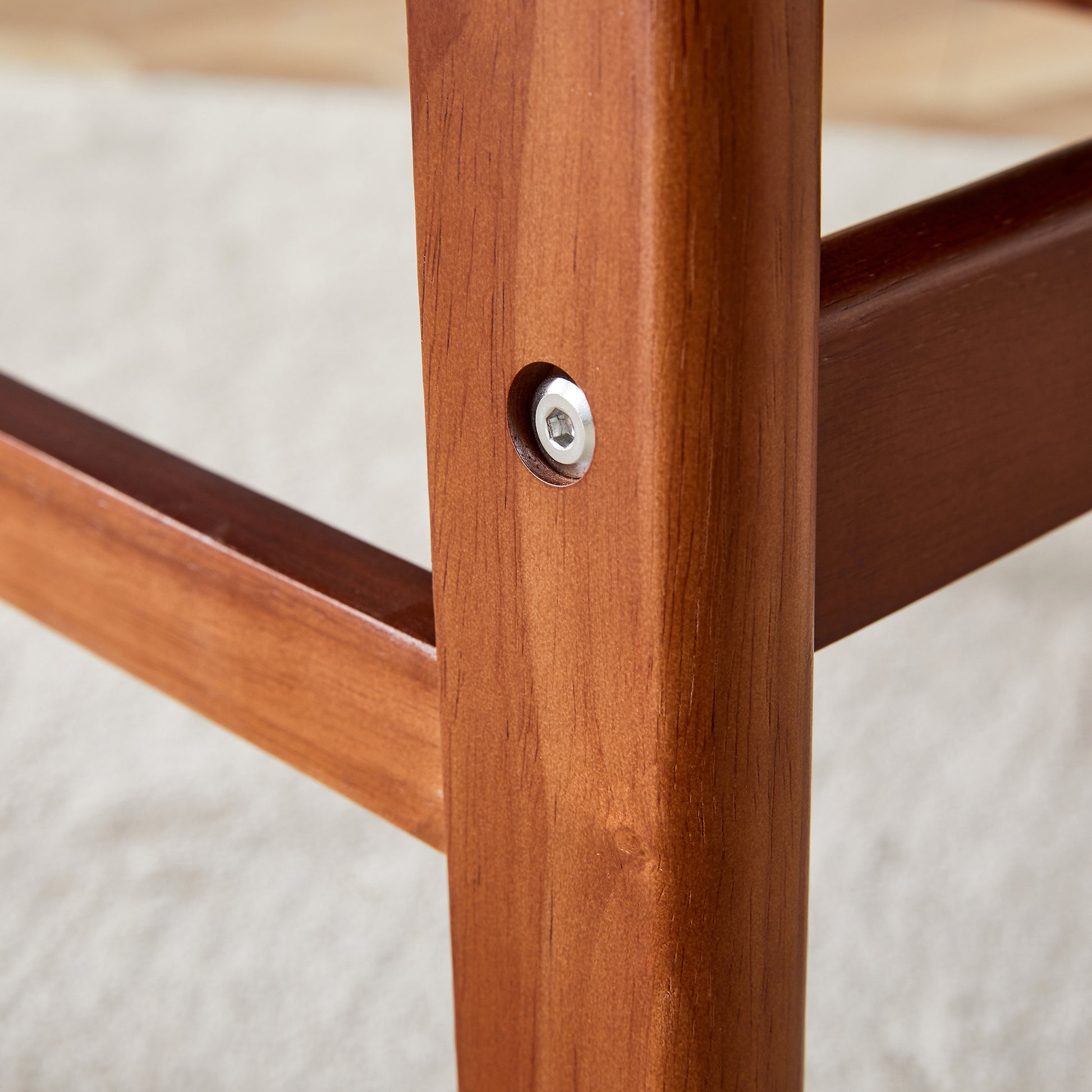 Table And Chair Set, Ancient Style Solid Wood Dining Table, Imitation Rattan Table Legs, Beautiful Simple Solid Wood Dining Chair, Perfect For Dinner, Meetings, Home And Office Decoration Walnut Rubber Wood