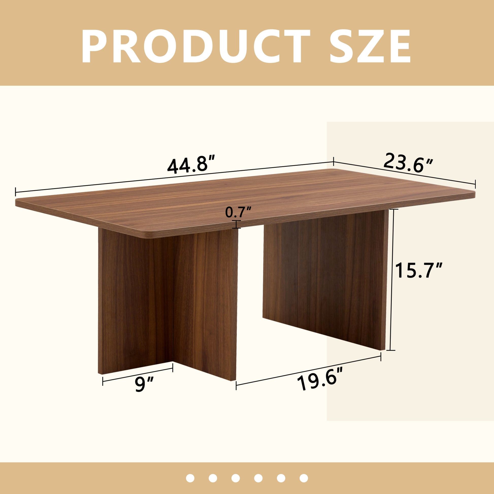 44.8 Inch Walnut Wood Grain Mdf Coffee Table Modern Luxury, Stable Triangular Support.The Coffee Table Is Made Of Medium Density Fiberboard Material And Is Suitable For Living Rooms, Bedrooms,Etc.