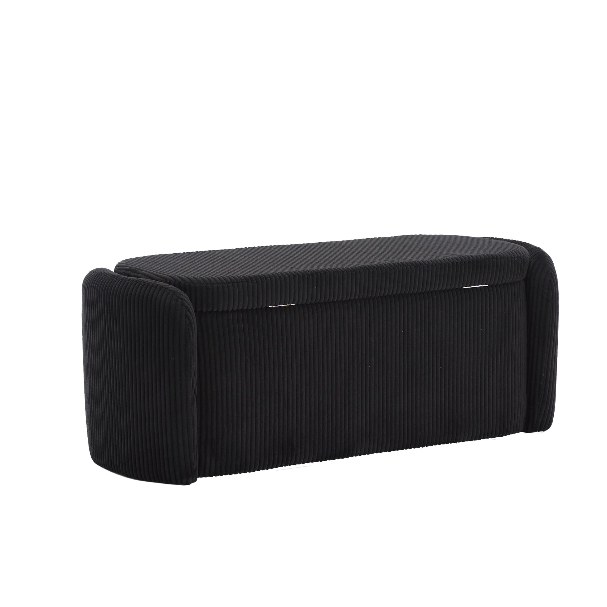 Coolmore Storage Ottoman,Bedroom End Bench,Upholstered Fabric Storage Ottoman With Safety Hinge, Entryway Padded Footstool, Ottoman Bench For Living Room & Bedroom Black Black Primary Living Space Foam Corduroy