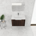 30 Inch Bathroom Vanity With Resin Sink,Soft Close Doors,Float Mounting Design Silver Brown Stripe Bathroom Modern Plywood Plywood