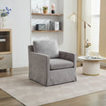 29.92'' Swivel Accent Chair, Upholstered Skirted Swivel Chair With Removable Back Cushion, 360 Degree Comfy Armchair For Living Room, Nursery, Lounge,Office,Gray Chenille Gray Chenille