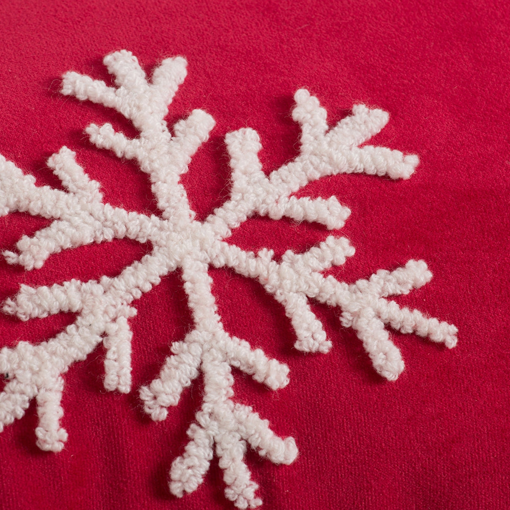 Set Of 2, 18X12" Red Velvet Pillow With Embroidered Joy And Frosty Snowflake, For Christmas Halloween Holiday Decor Red,White Acrylic,Polyester