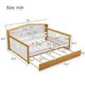 Full Size House Shape Daybed With Trundle And Bookcase Headboard Wooden Bed For Girls Boys Teens, No Box Spring Needed, Walnut And White Box Spring Not Required Full White Walnut Wood Bedroom Cute Pine Bed Frame Wood