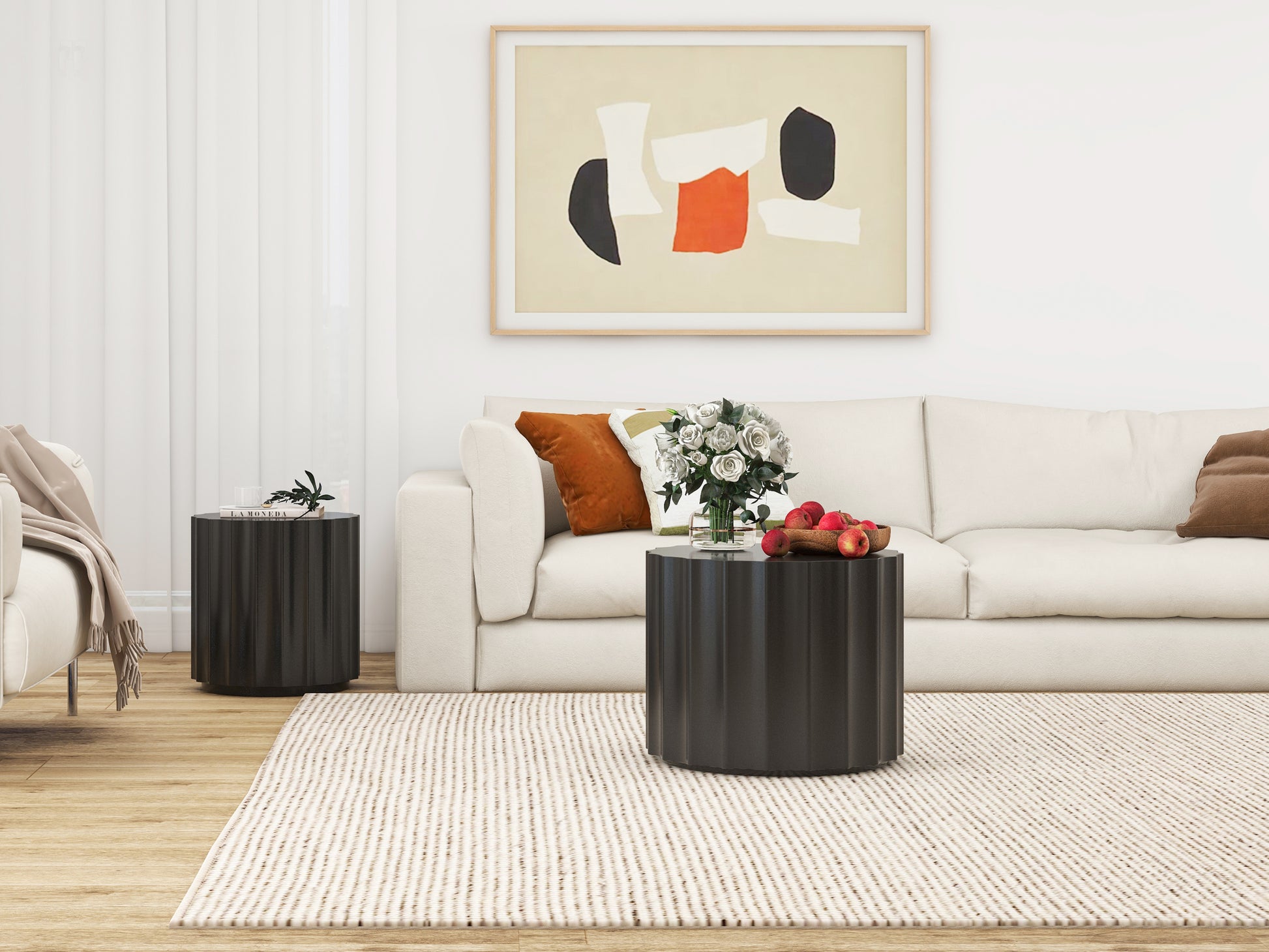 Coffee Table Set Of 2, Round Coffee Table ,Nesting Coffet Table,End Table,Circle Sidetable For Living Room ,Bedroom,Office Balcony Black Primary Living Space Artsy,Modern Coffee & End Tables Lacquered Mdf