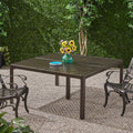 Outdoor Modern Aluminum Dining Table With Woven Accents, Gloss Black Red Aluminium