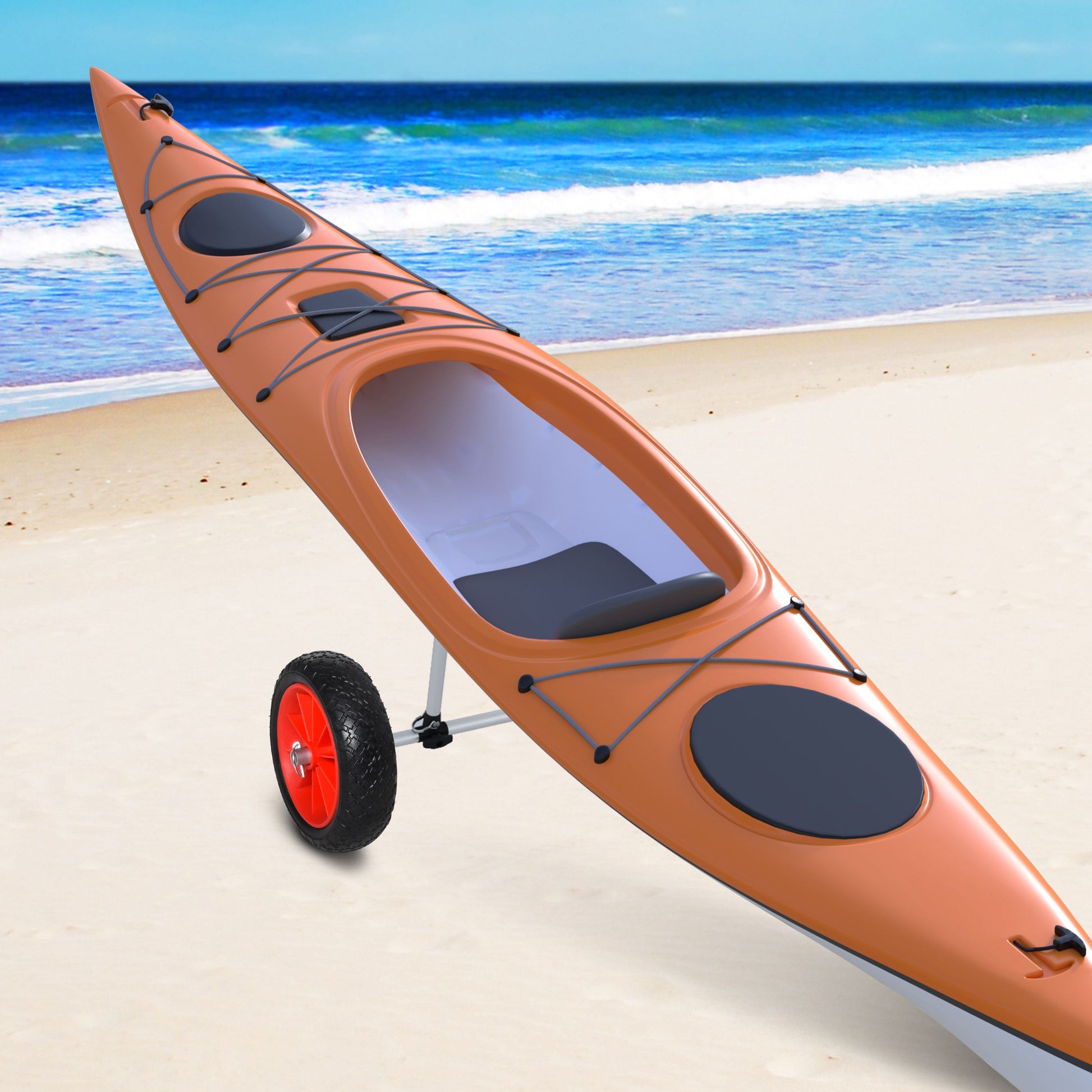 Soozier Universal Kayak Cart, Trolley Trailer Kayak Wheels With Strong Aluminum Frame, Adjustable Width Crossbar, & Large Tires Black Silver Aluminum