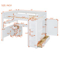 Full Size Wooden Loft Bed With Wardrobe, Desk, Drawers, Shelves, White Full White Plywood