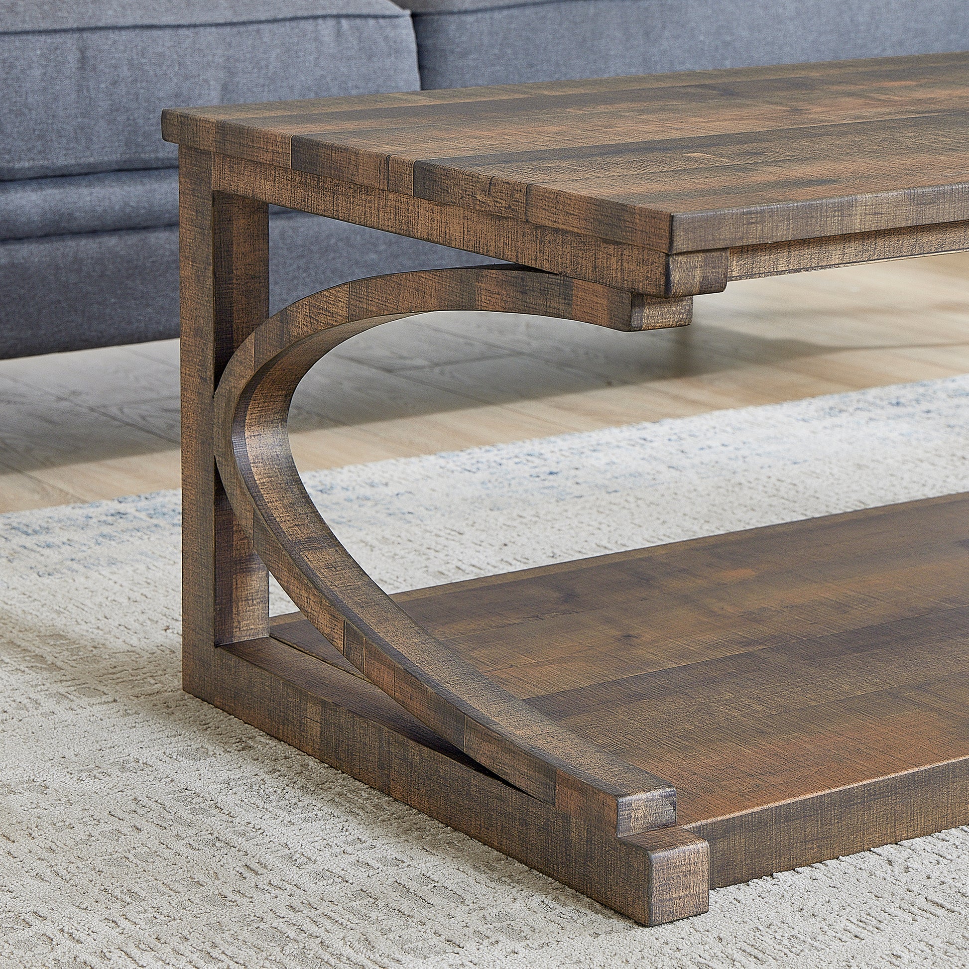 Unique Coffee Table, Solid Wood 48 Inch Modern Coffee Table Modern Center Table With Storage, Solid Wood Special Shape Coffee Table, Living Room, Kitchen, Apartment Dining Table Brown Solid Wood Mdf