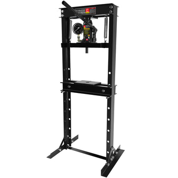 Steel H Frame Hydraulic Garage Shop Floor Press With Stamping Plates, With A Pressure Gauge,12 Ton 24,000 Lb Capacity, Black Black Steel