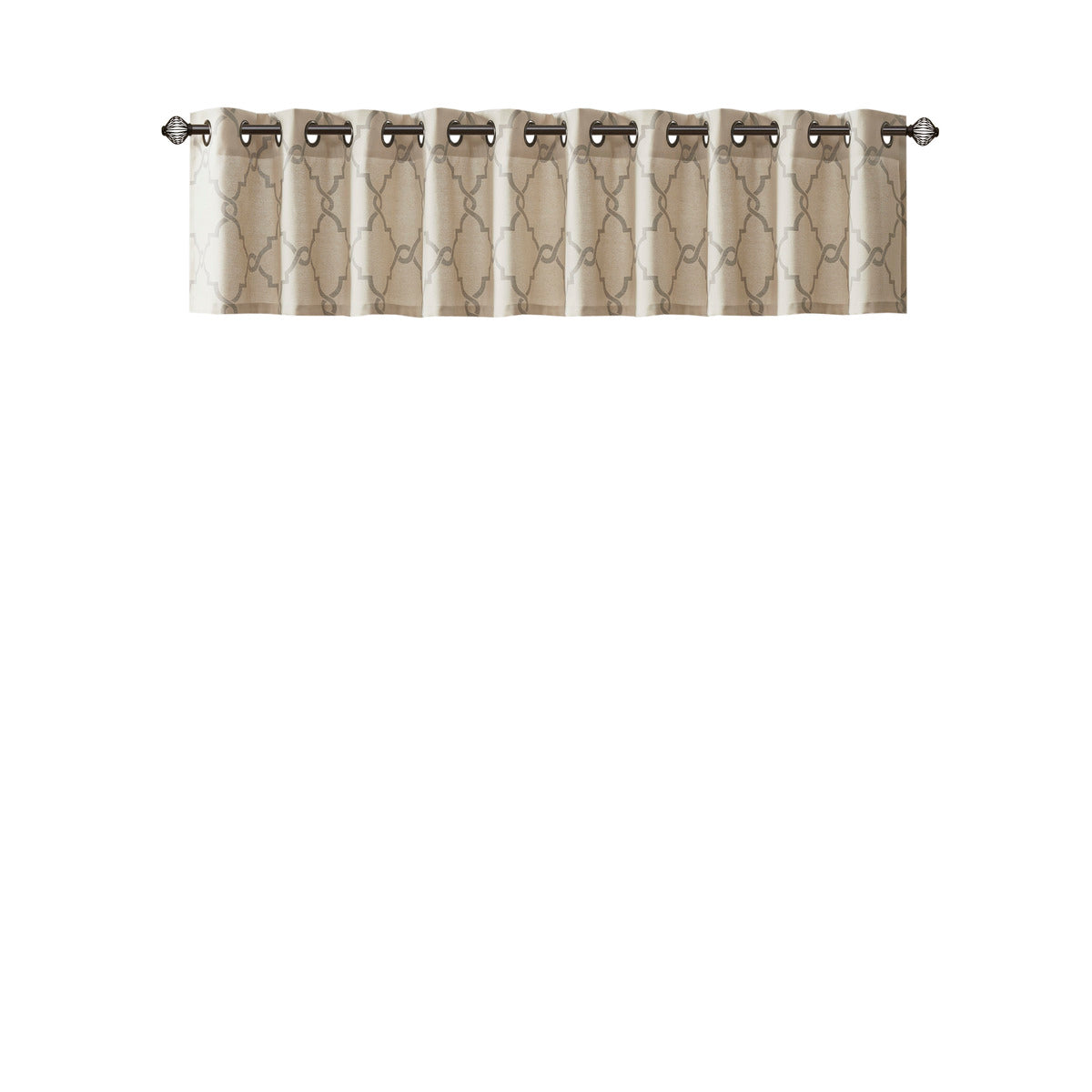 Fretwork Print Grommet Top Window Valance Beige Grey 50X18" Beige Grey Polyester
