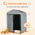 Pawhut 4' X 4' X 6' Outdoor Dog Kennel With Waterproof Canopy, Removable Windproof Walls, Dog Run Exercise Pen For Small & Medium Dogs, Chickens, Ducks Black Steel