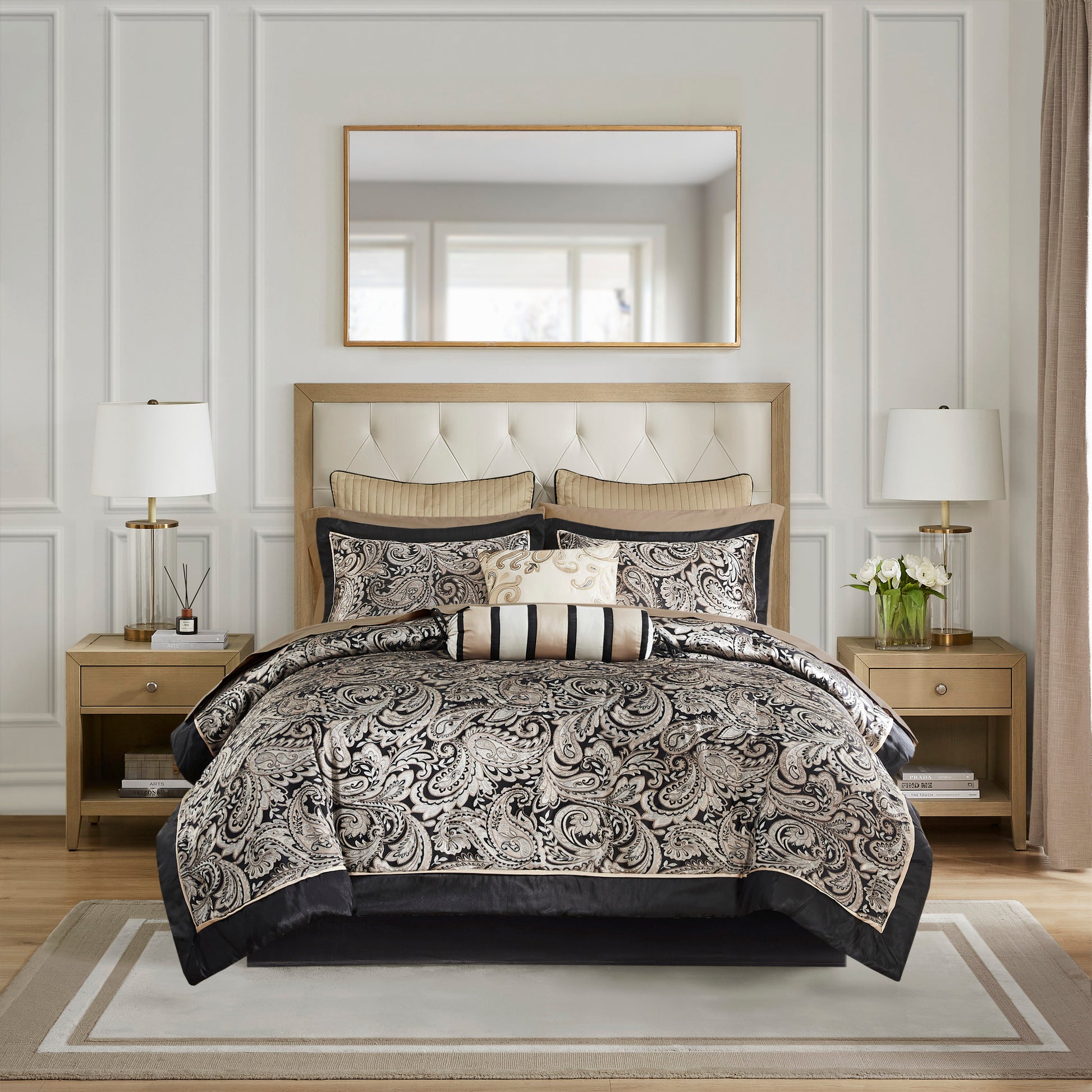 12 Piece Comforter Set With Cotton Bed Sheets Black Full Full Black Cotton