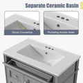 30'' Bathroom Vanity With Top Sink, Modern Bathroom Storage Cabinet With 2 Drawers And A Tip Out Drawer, Single Sink Bathroom Vanity Grey Modern Mdf Ceramic,Solid Wood Mdf