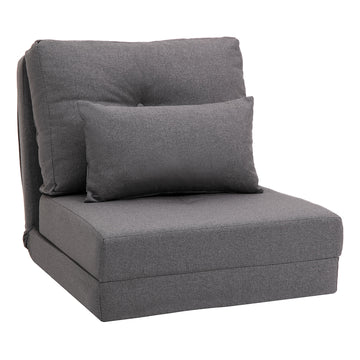 Homcom 2 In 1 Floor Lazy Sofa With 5 Position Adjustable Backrest, Dark Gray Dark Grey Linen