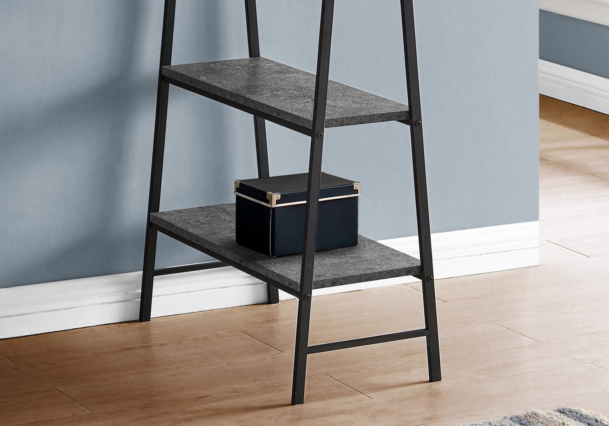 Computer Desk, Home Office, Laptop, Storage Shelves, 48"L, Work, Grey Laminate, Black Metal, Contemporary, Modern Grey Metal