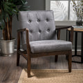 Club Chair, Mid Century Modern Microfiber Club Chair With Wood Frame Slate Microfiber