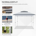 Outsunny 12' X 12' Pop Up Canopy Tent With Netting And Carry Bag, Instant Sun Shelter With 137 Sq.Ft Shade, Tents For Parties, Height Adjustable, For Outdoor, Garden, Patio, Gray Gray Steel