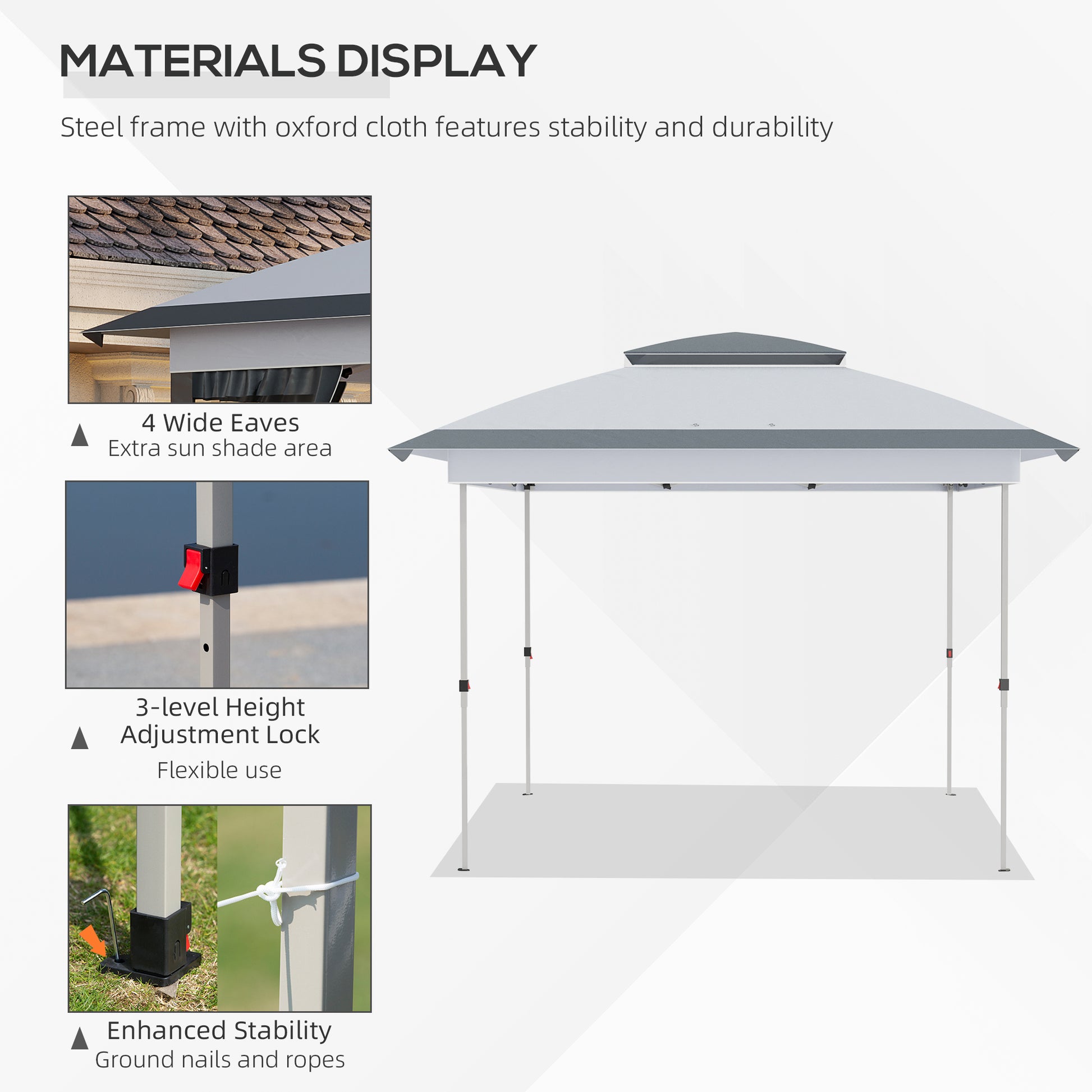 Outsunny 12' X 12' Pop Up Canopy Tent With Netting And Carry Bag, Instant Sun Shelter With 137 Sq.Ft Shade, Tents For Parties, Height Adjustable, For Outdoor, Garden, Patio, Gray Gray Steel