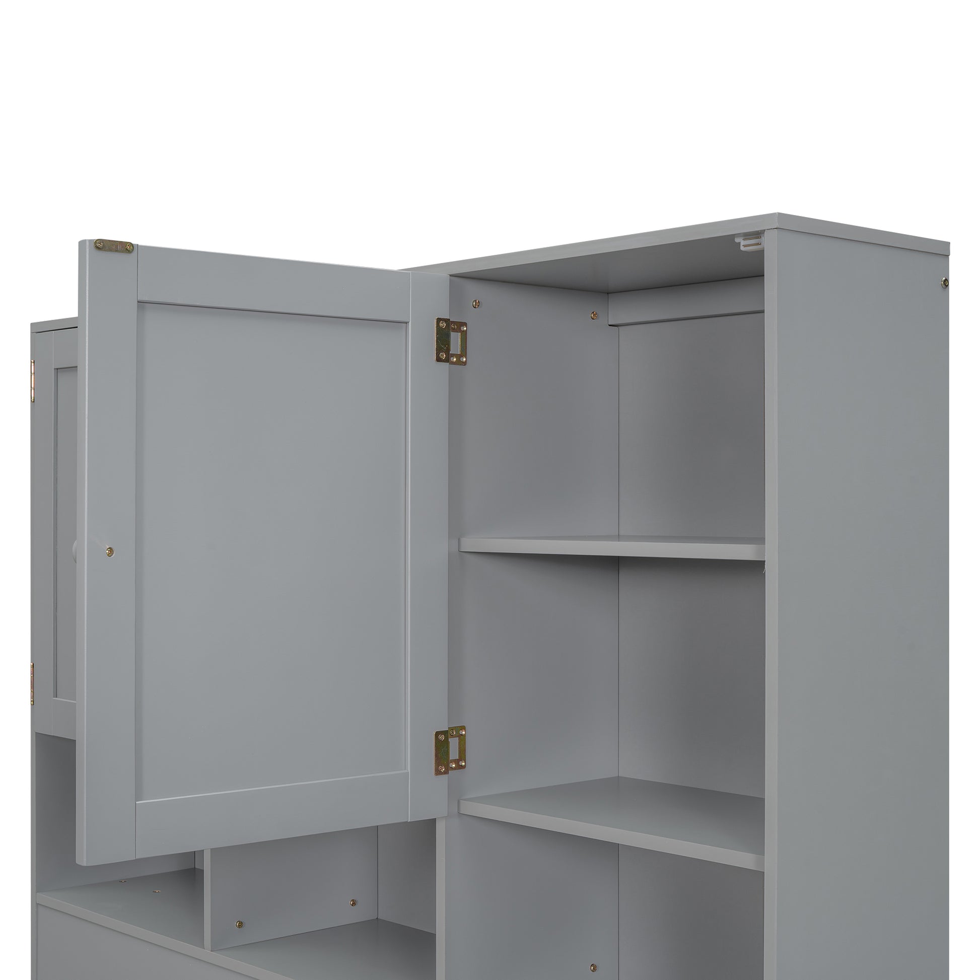 Full Size Platform Bed With Storage Headboard And 4 Drawers, Gray Box Spring Not Required Full Gray Wood Bedroom Bed Frame Solid Wood Mdf