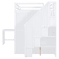 Full Size Loft Bed With Wardrobe,Desk And Shelves,White White Mdf Lvl