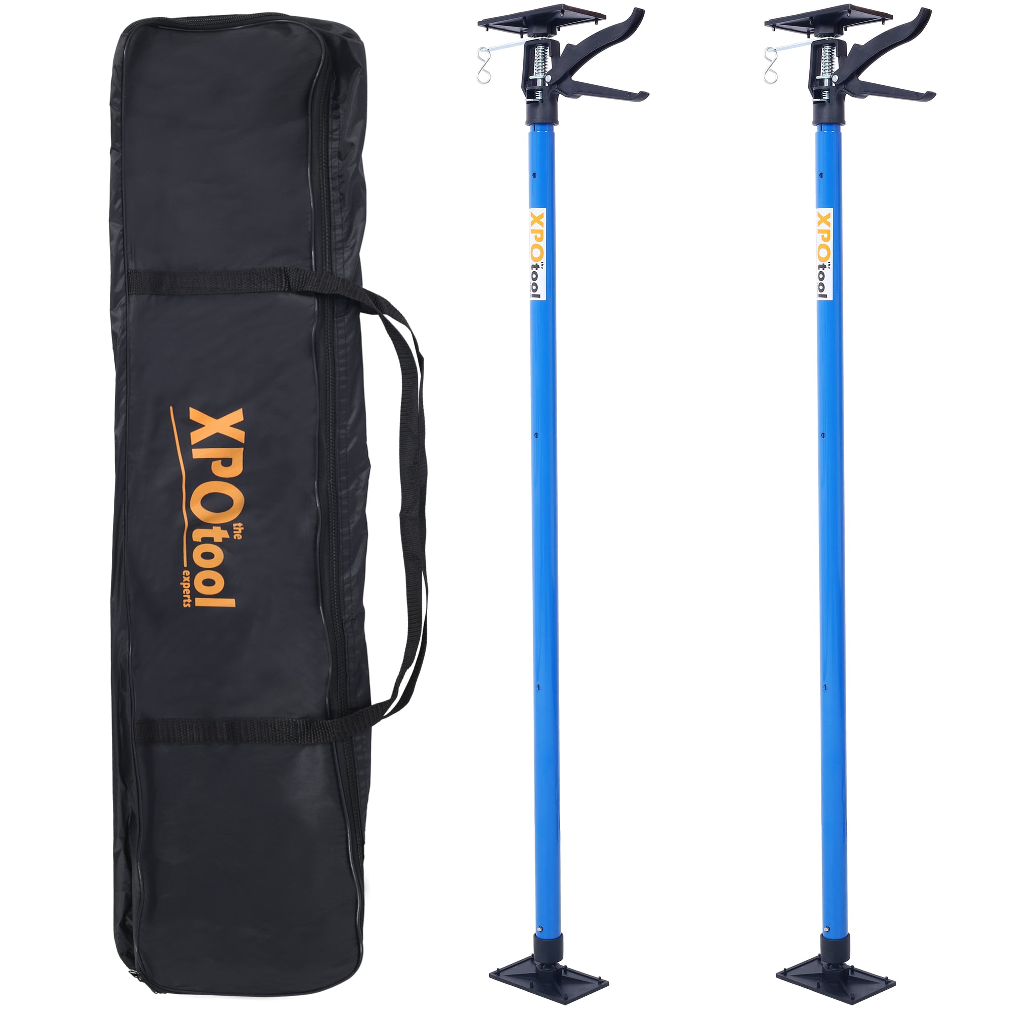 2Pack Adjustable Support Pole,Steel 3Rd Hand Support System,Support Rod For Jacks Cargo Bars Drywalls,Cabinet Jacks For Installing Cabinets,Extends From 45 To 114 Inch ,With Carrry Bag Black Blue Steel