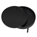 Modern Round Wood Rotating Tray Coffee Table With Storage & Metal Legs In Black Black Metal,Rubber Wood