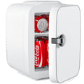 Mini Fridge, Portable Small Refrigerator 4L 6 Can Cooler & Warmer Compact Fridge For Skincare, Food And Drinks, Small Fridge For Bedroom, Dorm, Car, Office, White White Abs