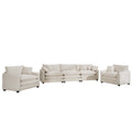 Luxurious And Sophisticated Sofa Set With Soft Cushions And Pillows, 3 Pieces Sofa Set Consisting Of Two Single Sofas And A 3 Seater Sofa In Light Beige Corduroy Fabric Beige Corduroy 5 Seat
