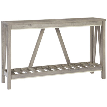 Homcom Console Table, Farmhouse Entryway Table With Storage Slatted Shelf, Rustic Sofa Table With Anti Tipper For Living Room, Hallway, Gray Gray Particle Board