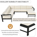 U Shaped Multi Person Outdoor Sofa Set, Suitable For Gardens, Backyards, And Balconies. White Seats 6 Aluminum