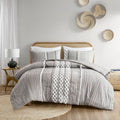 Cotton Printed Comforter Set With Chenille Gray King Cal King King Gray Cotton