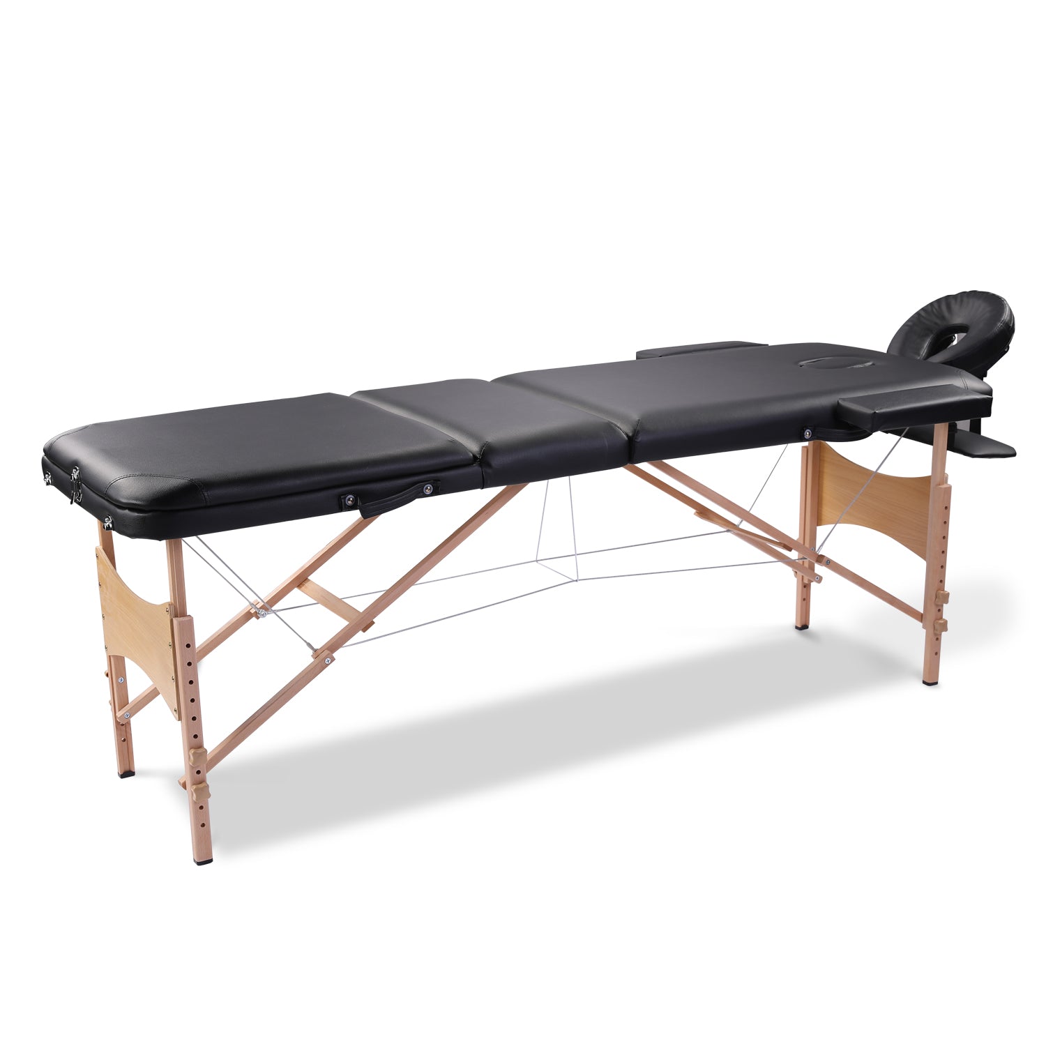 Massage Table Portable Massage Bed Lash Bed With Carrying Case Spa Table Height Adjustable, Salon Bed Face Cradle Bed Black Faux Leather