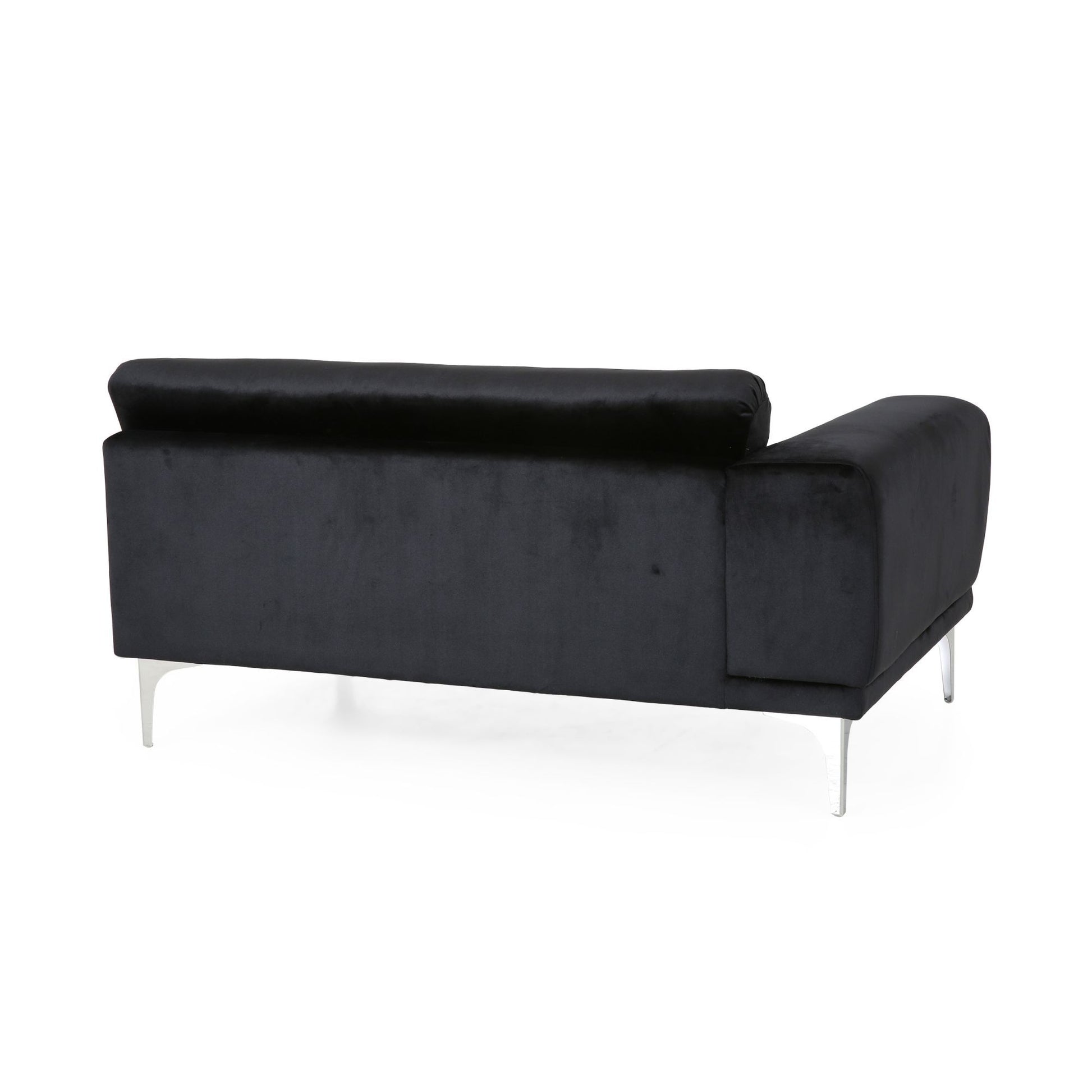 Luxurious Black Velvet 4 Seater Sofa With Ultra Soft Cushions, Metal Silver Legs Decor With Exquisite Craftsman, And Timeless Elegance, Perfect For Elevating Modern And Sophisticated Living Spaces Black Velvet Wood Primary Living Space Pillow Back Soft
