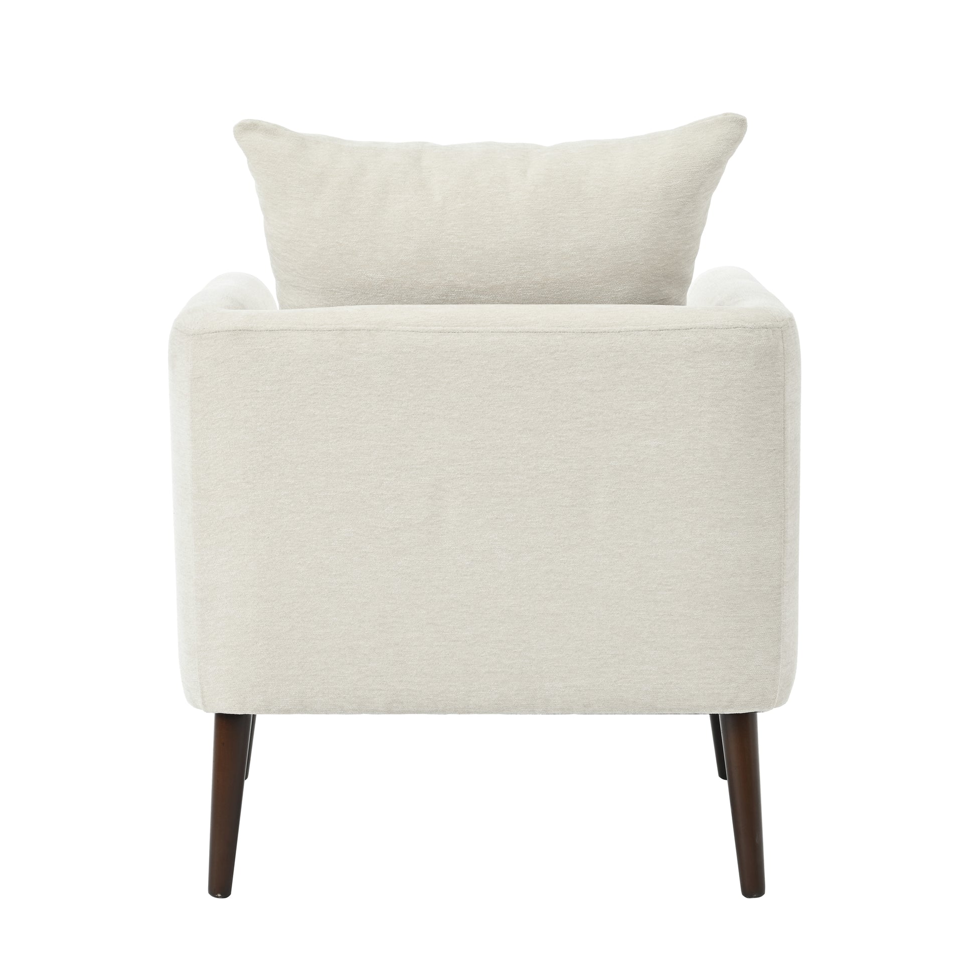 Barrel Chair, Chenille Accent Chair, Fabric Armchair Club Chair,Upholstered Arm Chair With Solid Wood Legs,Waist Pillow,Padded Single Chair For Living Room Bedroom Study Waiting Room,Beige Beige Light Brown Primary Living Space Modern Rubberwood Foam