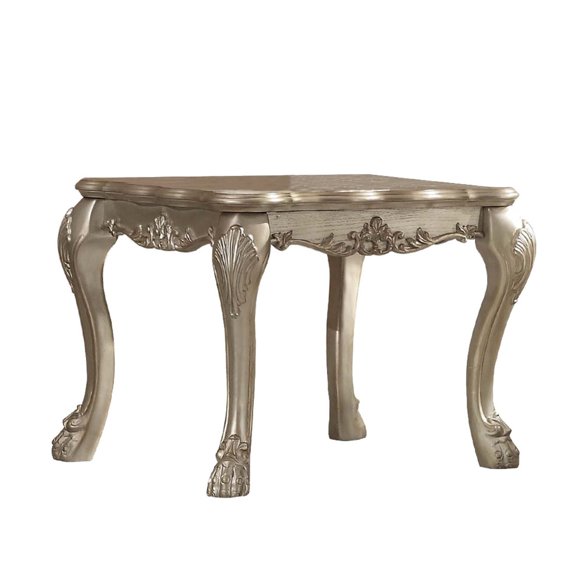 Wooden End Table In Gold Patina Gold Wood