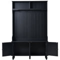 Hall Tree With 4 Hookscoat Hanger, Entryway Bench, Storage Bench, 3 In 1 Design, 40Inch, For Entrance, Hallway Black Black Particle Board